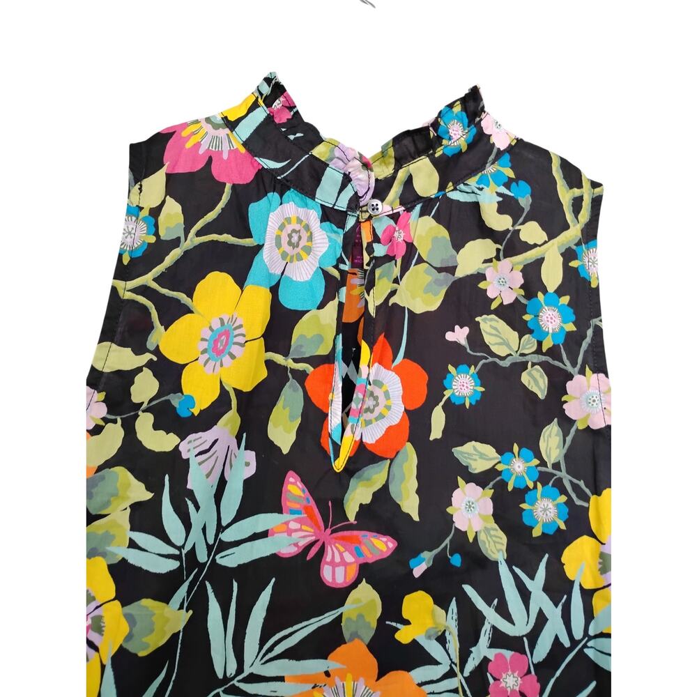 J. Crew X Liberty Floral Print Blouse Size 2 100% Cotton Sleeveless Mock Neck - Picture 3 of 8